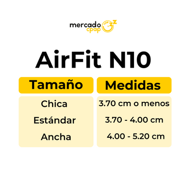 Mascarilla Nasal <br> AirFit N10 para ella - Mercado CPAP México. Distribuidor Oficial ResMed.